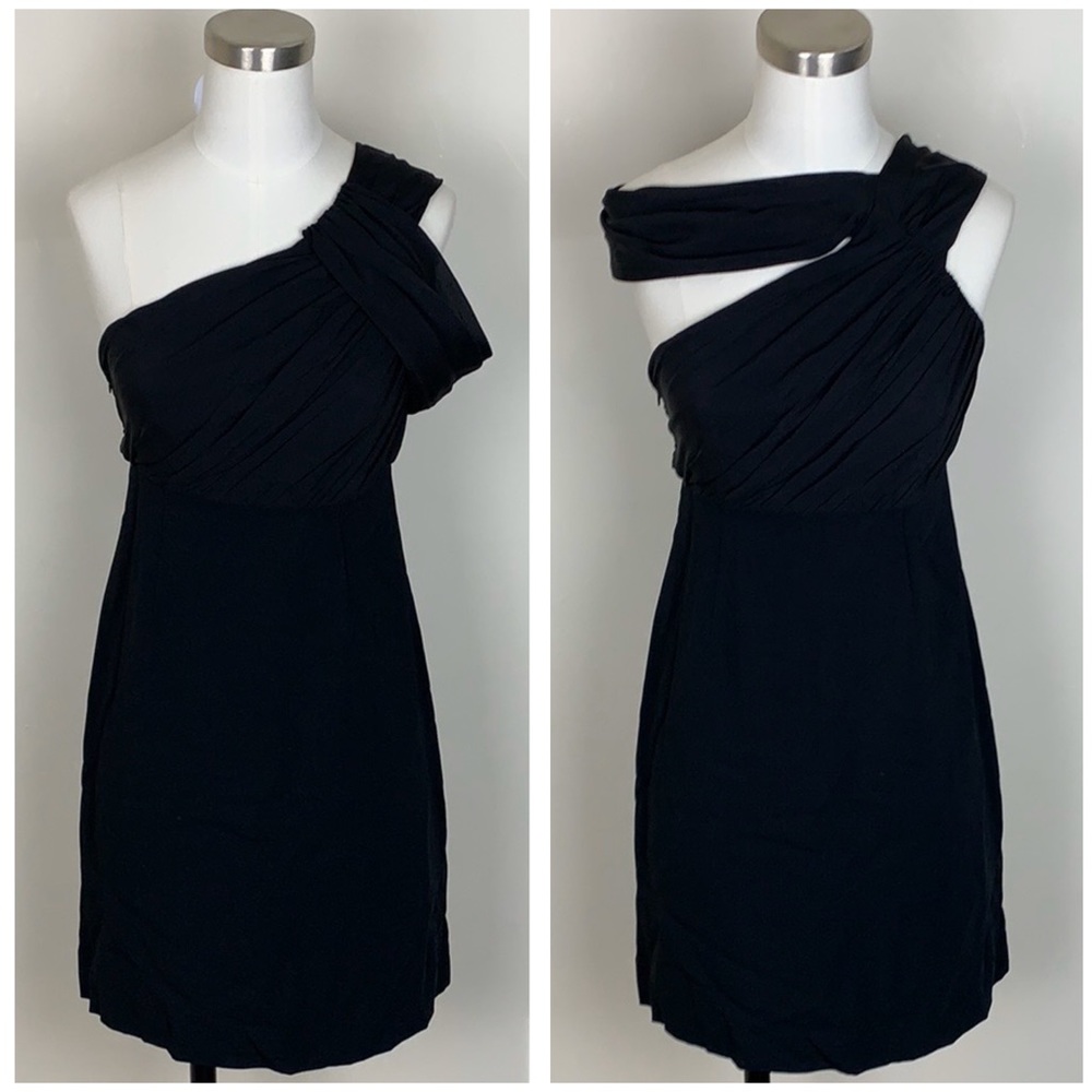 NWT Black Autumn Wedding Guest Short One Shoulder Homecoming Dress RACHEL ZOE